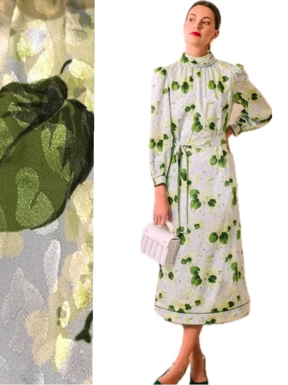 Tuckernuck, Hydrangea Bloom “Faven”Green Floral High-Neck Maxi Dress, Size M